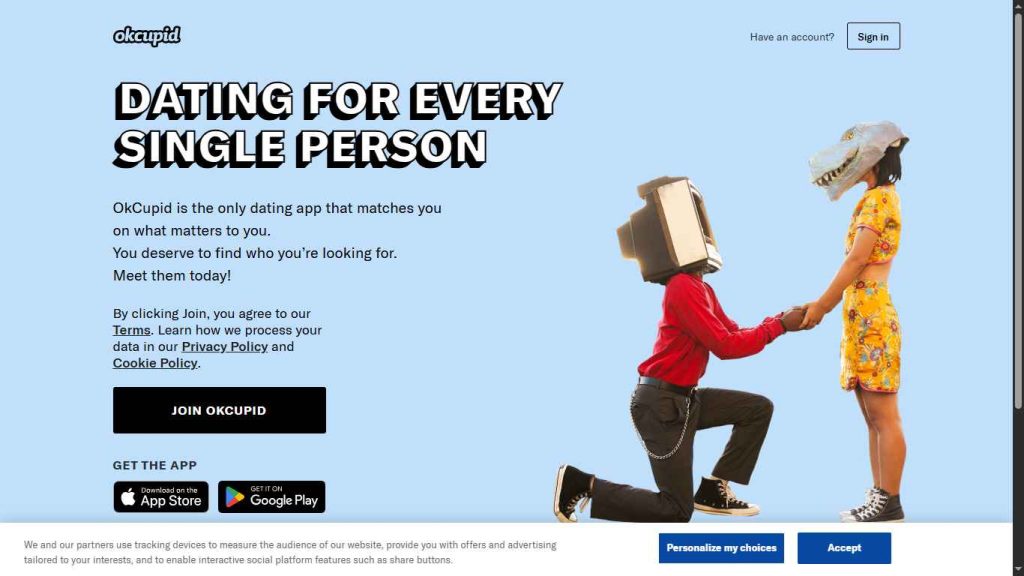 dating app site screenshot