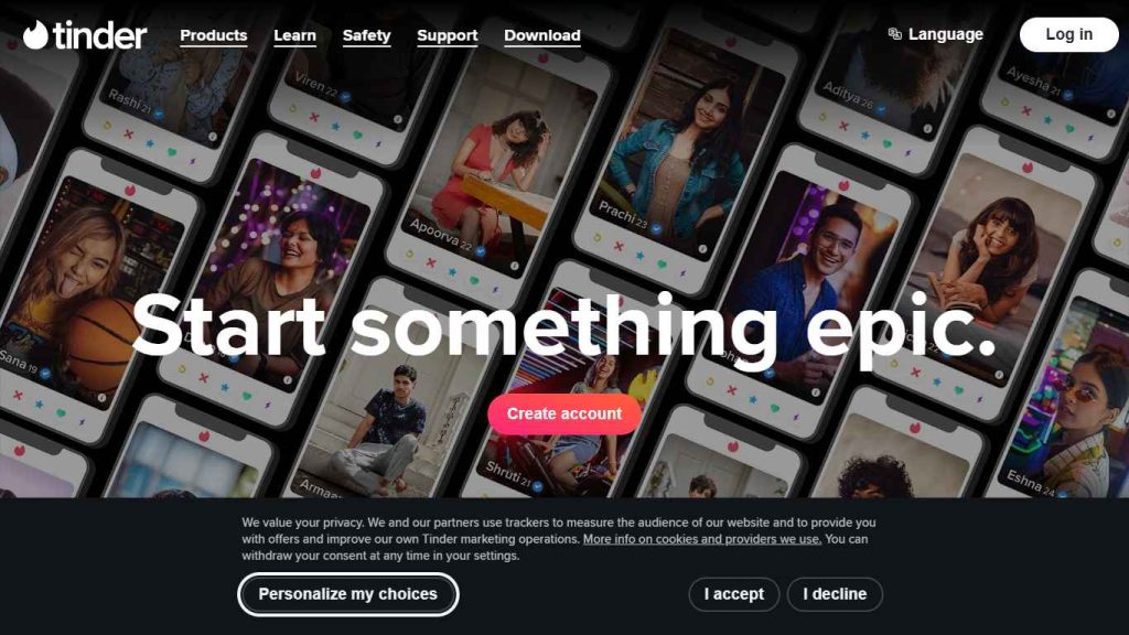 dating app site screenshot