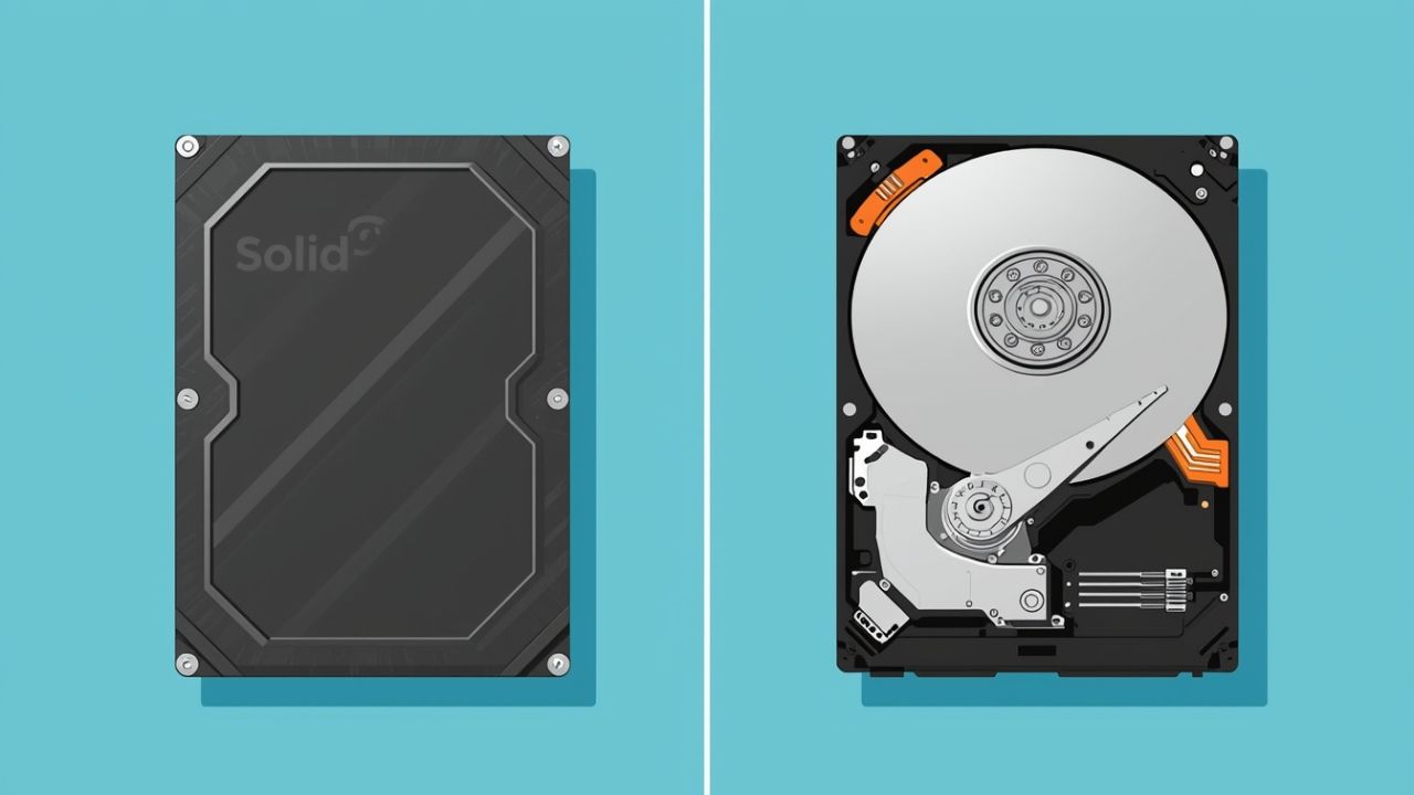 SSD vs HDD comparison showing speed and storage differences